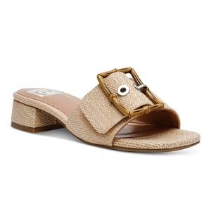 Dolce Vita Niece Raffia Block-Heel Buckle Slide Sandals - Size 8
